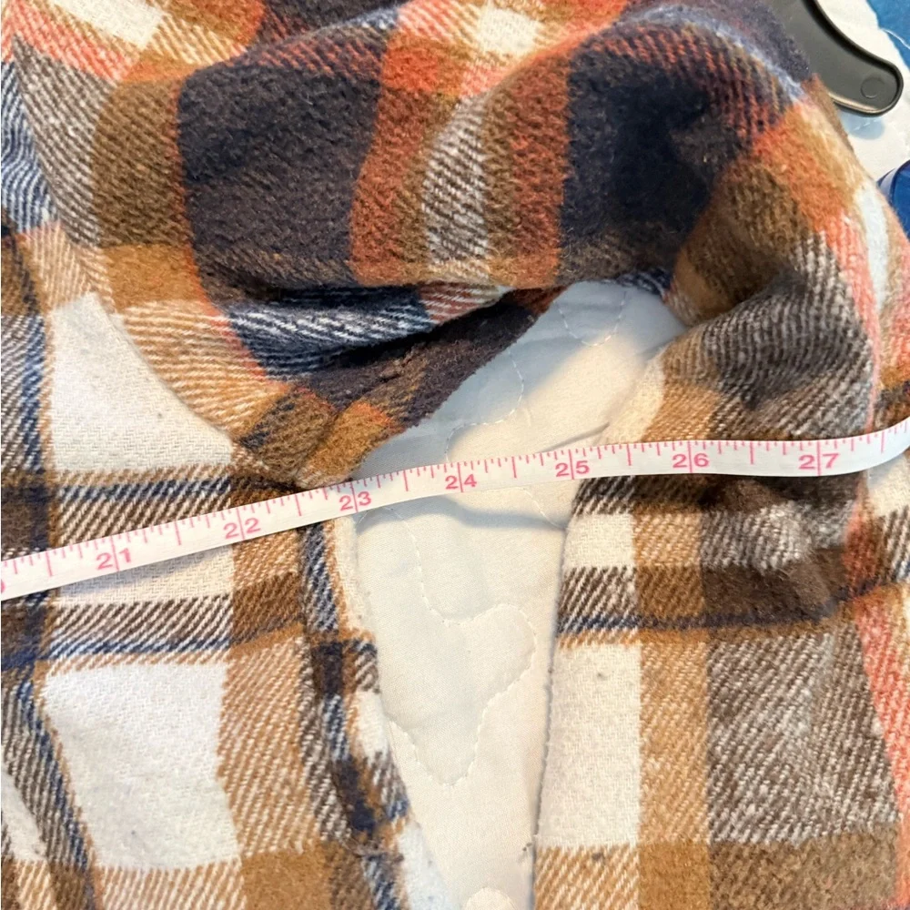 Plaid Button-Front Shacket in Brown & Cream - Picture 3 of 3